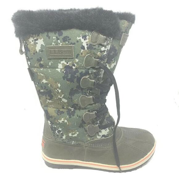 LL Bean Rangeley Pac Tall Insulated Winter Boots Tek 2.5 Digital Camo Size 9 - Picture 2 of 10